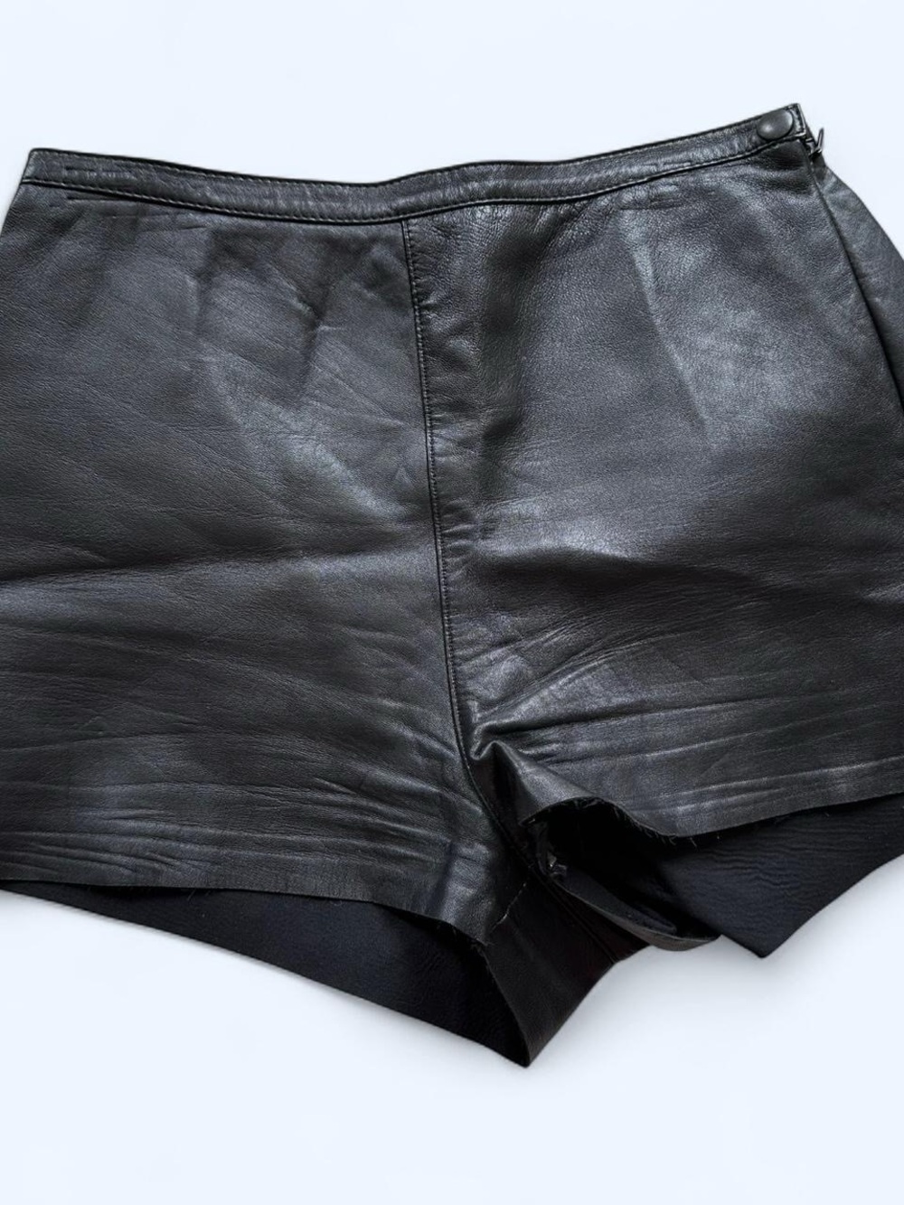 American Apparel Black Leather High-Waist Women’s Shorts